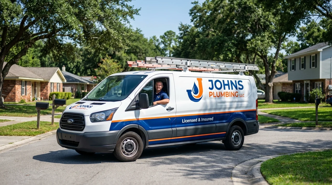 Johns Plumbing LLC service van in Seville, OH