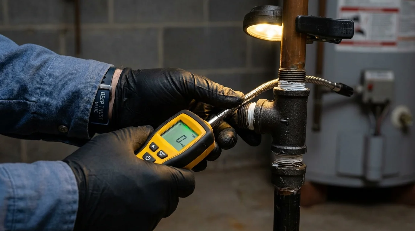 Gas leak detection with electronic sniffer by Johns Plumbing LLC in Seville
