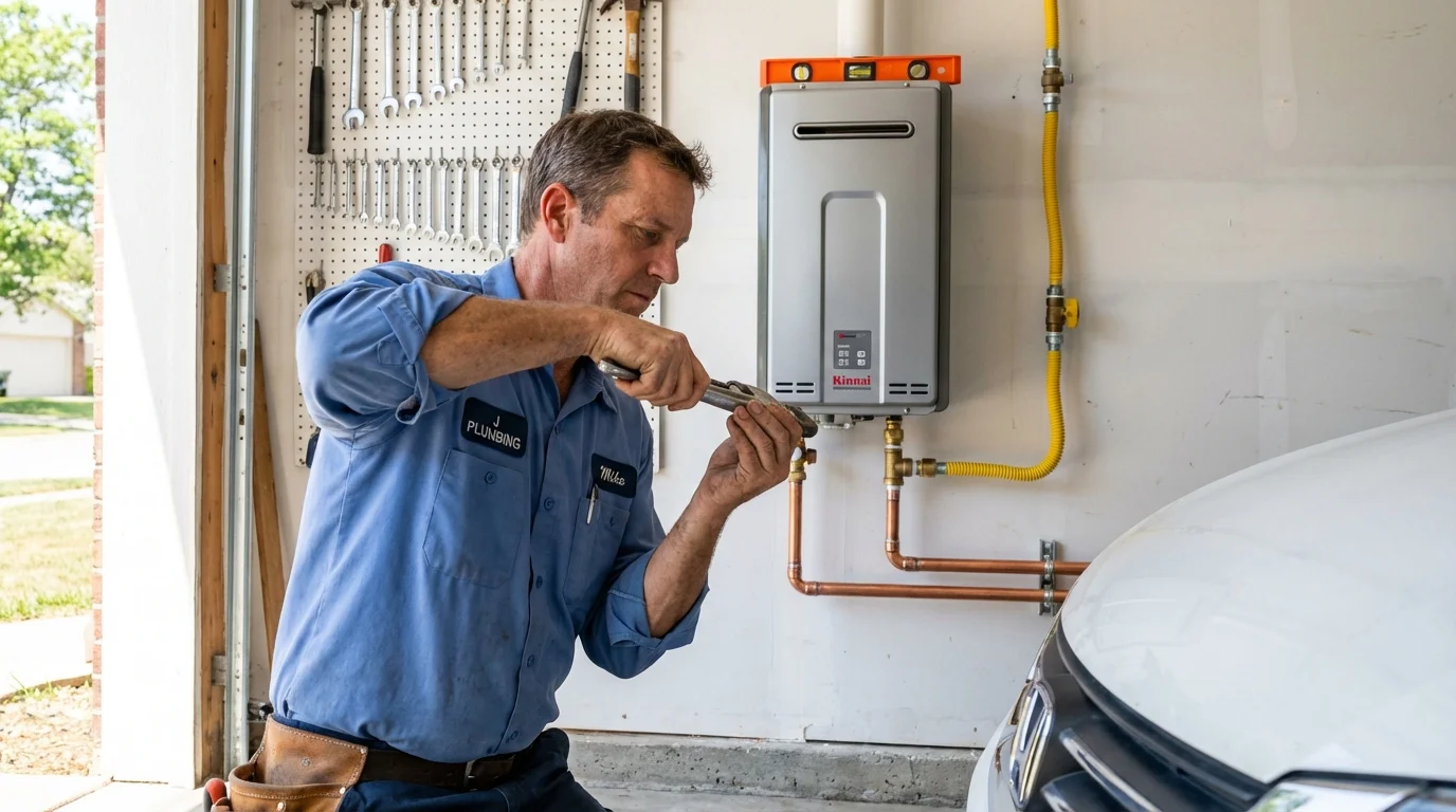 Tankless water heater installation by a Johns Plumbing LLC plumber in Seville